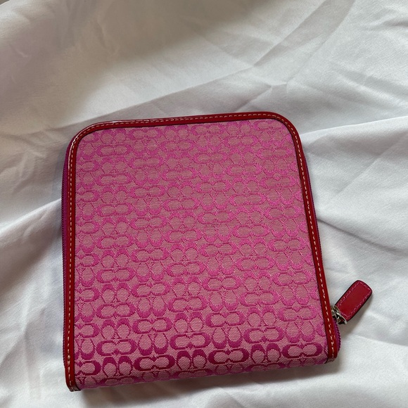Coach Accessories - EUC Coach Pink & red Leather trim hot pink leather Lining CD/Compact Disc Case